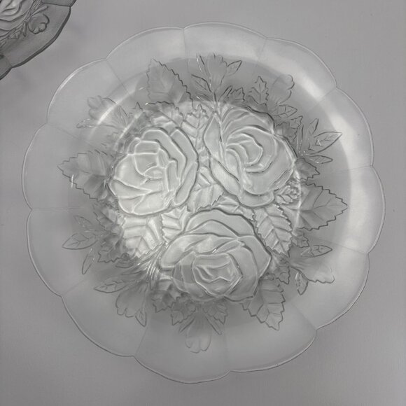 SET OF 2 “PASARI LIVIA” Indonesia Frosted Rose Glass Plates 8 1/2' Salad - Picture 4 of 6